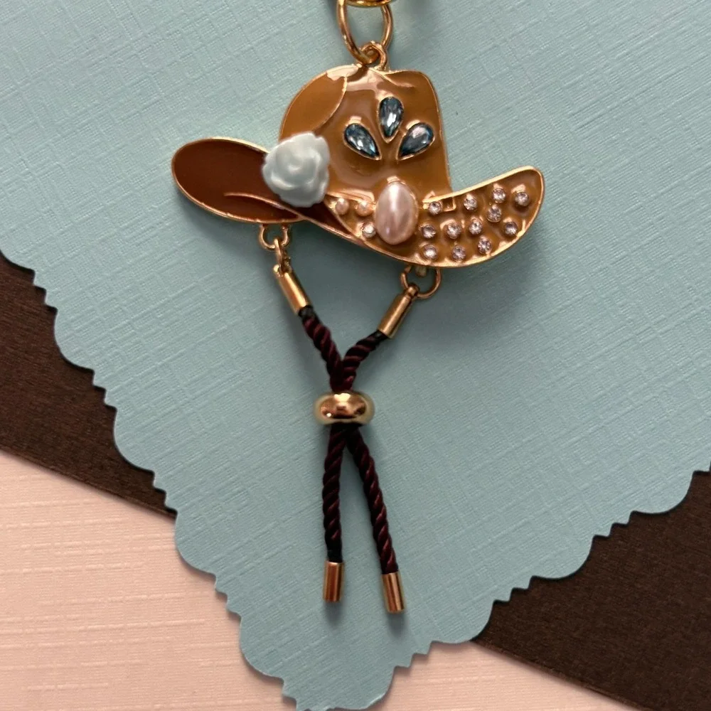 Rhinestone Cowboy Hat Keychain Purse‎ Charm Bag Accessory